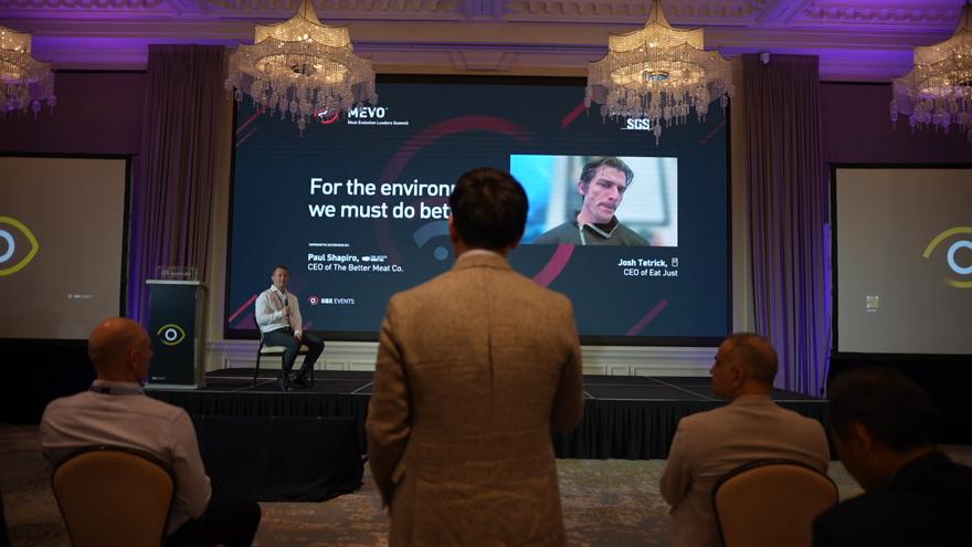 GBX Circle MEVO 2026 in Singapore – &ldquo;Cultivated Meat Plenary&rdquo; session PL01, bringing together founders and operators to explore the future of cultivated protein, photographed by P. Basanez for the Circle. MEVO Raffles Singapore, with a deep heritage in Singapore food innovation.